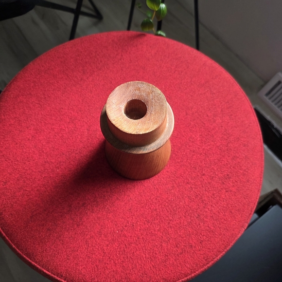 Mid Century Modern Teak Wood Candle Holder, Danish Modern Style Vintage - Picture 4 of 5